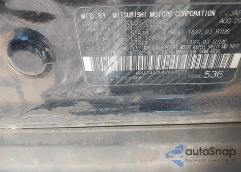 2019 Mitsubishi Eclipse Cross Le z USA, uszkodzony, nr VIN JA4AT4AA5KZ010073